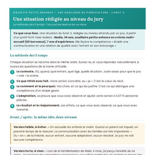 Aperçu : Une situation du livret 2, au niveau du jury